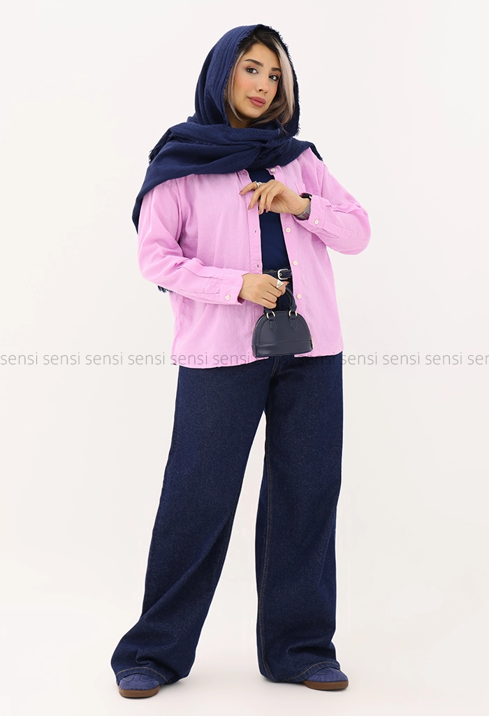 شومیز ساده رنگی لینن کد1005305